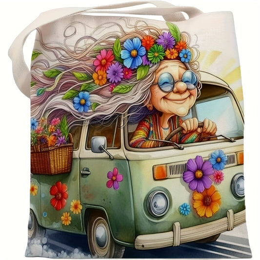Vintage Hippie Grandma Tote Bag