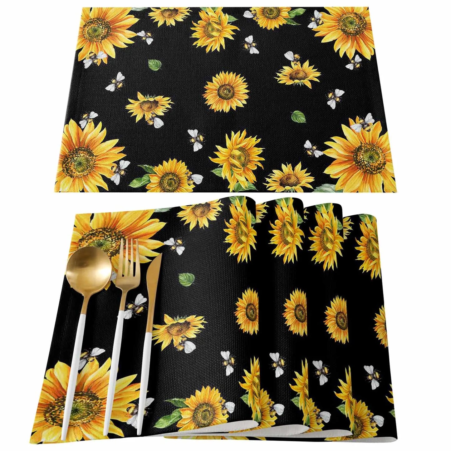 Buffalo Plaid Bee Happy Floral Placemat