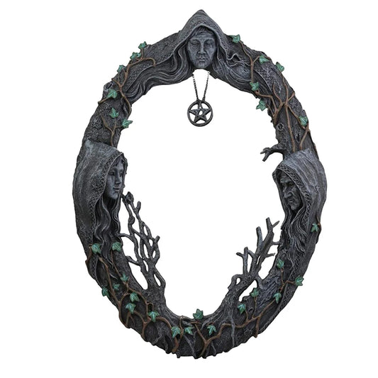 Celtic Sacred Moon Triple Goddess Hanging Mirror