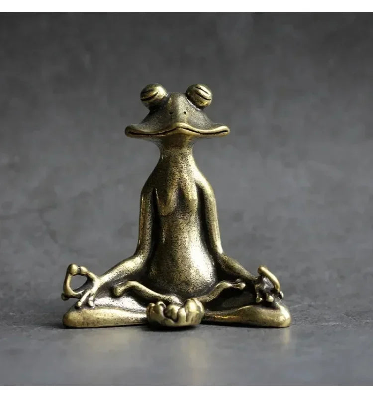 Retro Copperware Incense Socket Zen Frog Ornaments Solid Pure Copper Frog Tea Pet Incense Holder Ornaments