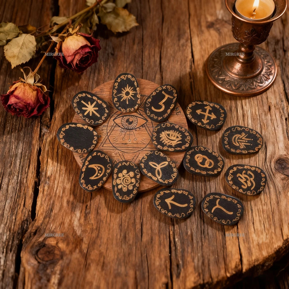Mysterious Rune Set Handmade Wooden Rune