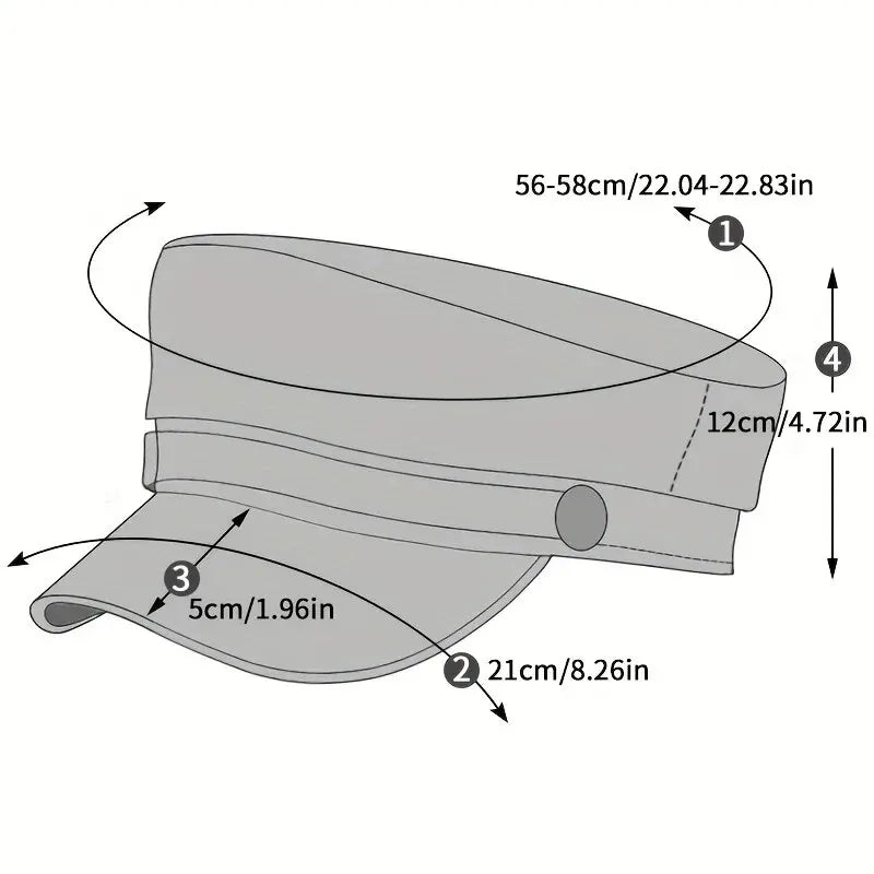 Fashion Women Large Belt Buckle Leather Hat Spring Autumn Sailor Hats Black Ladies Beret Caps Men Flat Top Captain Military Caps