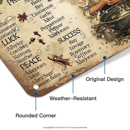 Putuo Decor 1pc Vintage Metal Tin Sign, Kitchen Witchery Health, Home Living Room Bar Bar Club Wall Decoration, Halloween Gifts