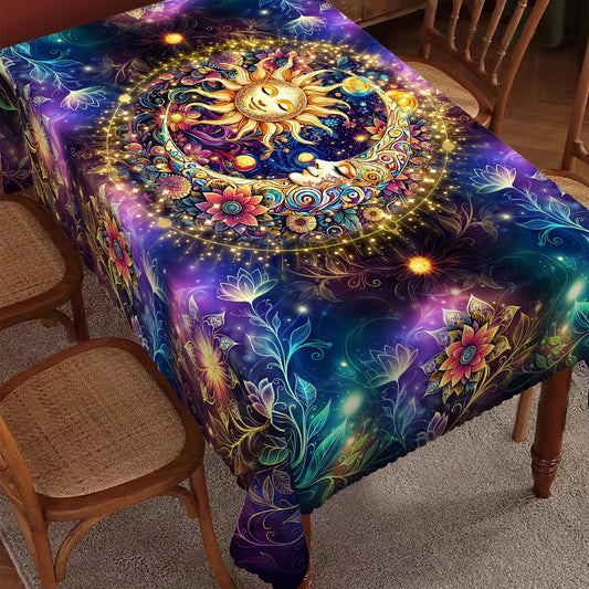 Tarot Decorative Tablecloth, Sun, Moon and Flower