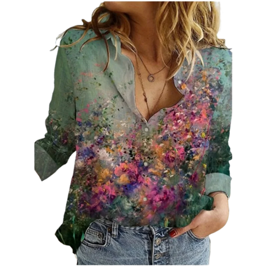 Floral Printed Long Sleeved Blouse