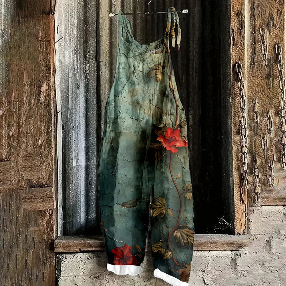 Flower Print Sexy Adjustable Suspender Romper