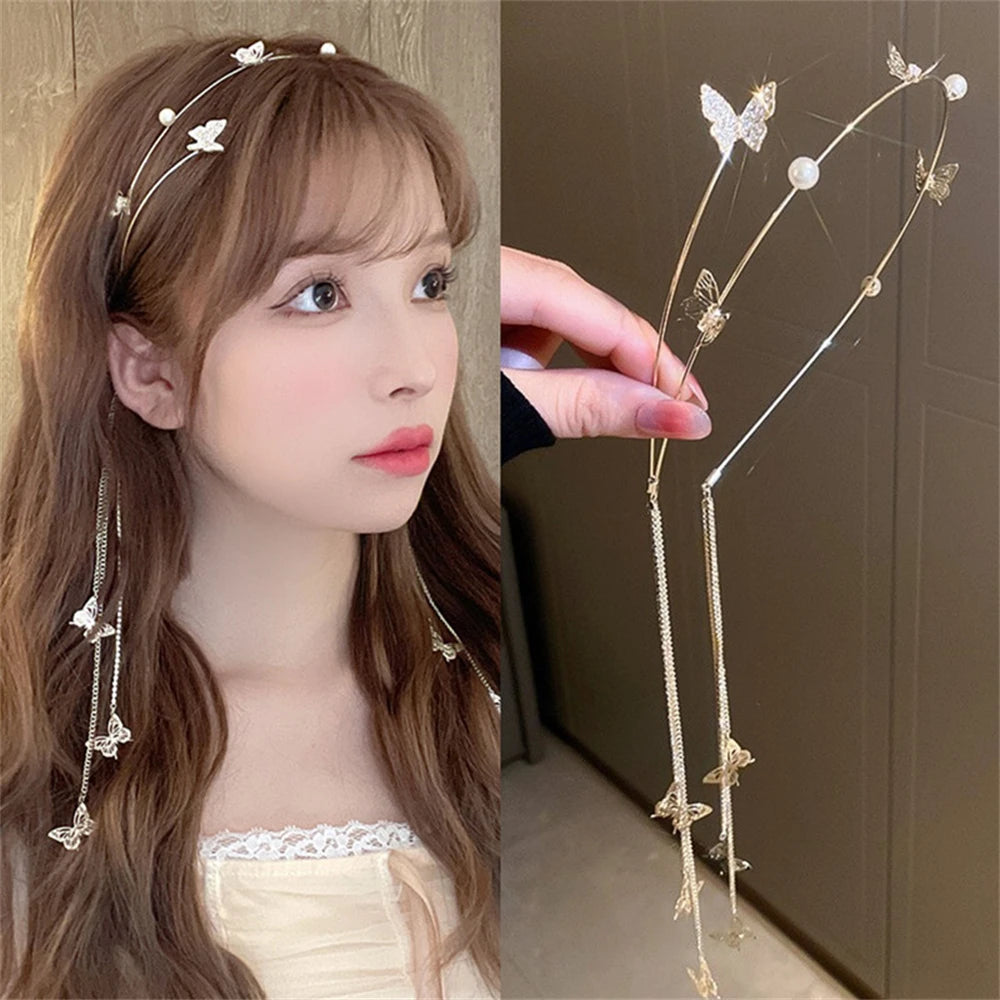 Crystal Long Tassel Chain Headband