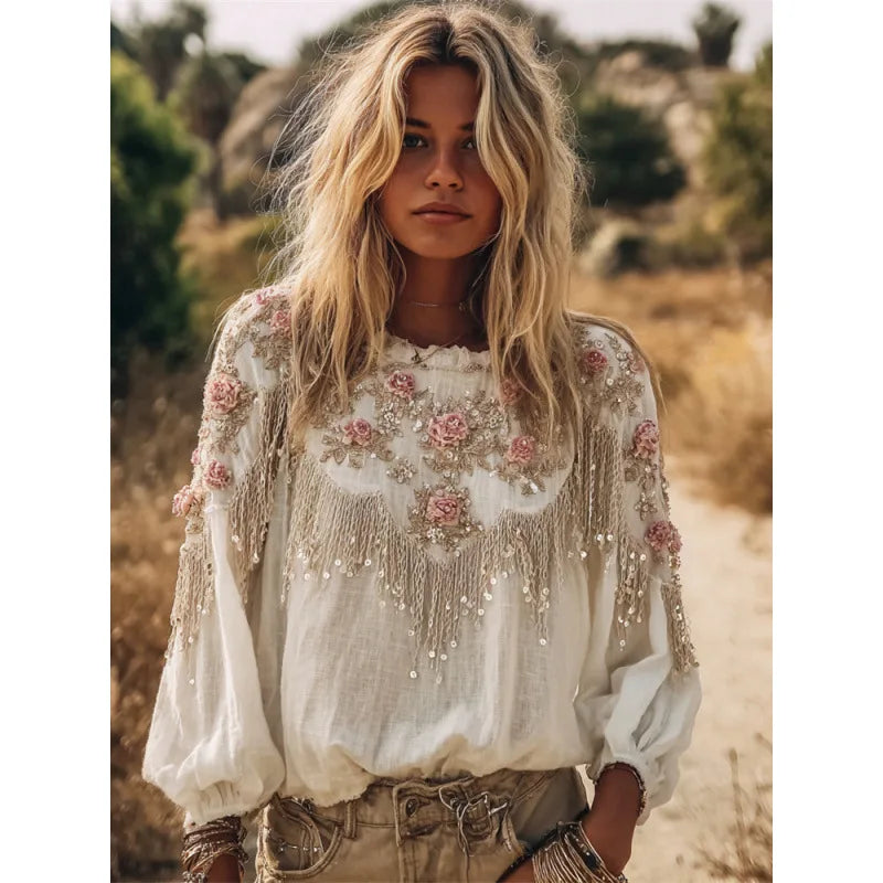 Bohemian round Neck Women's T-shirt