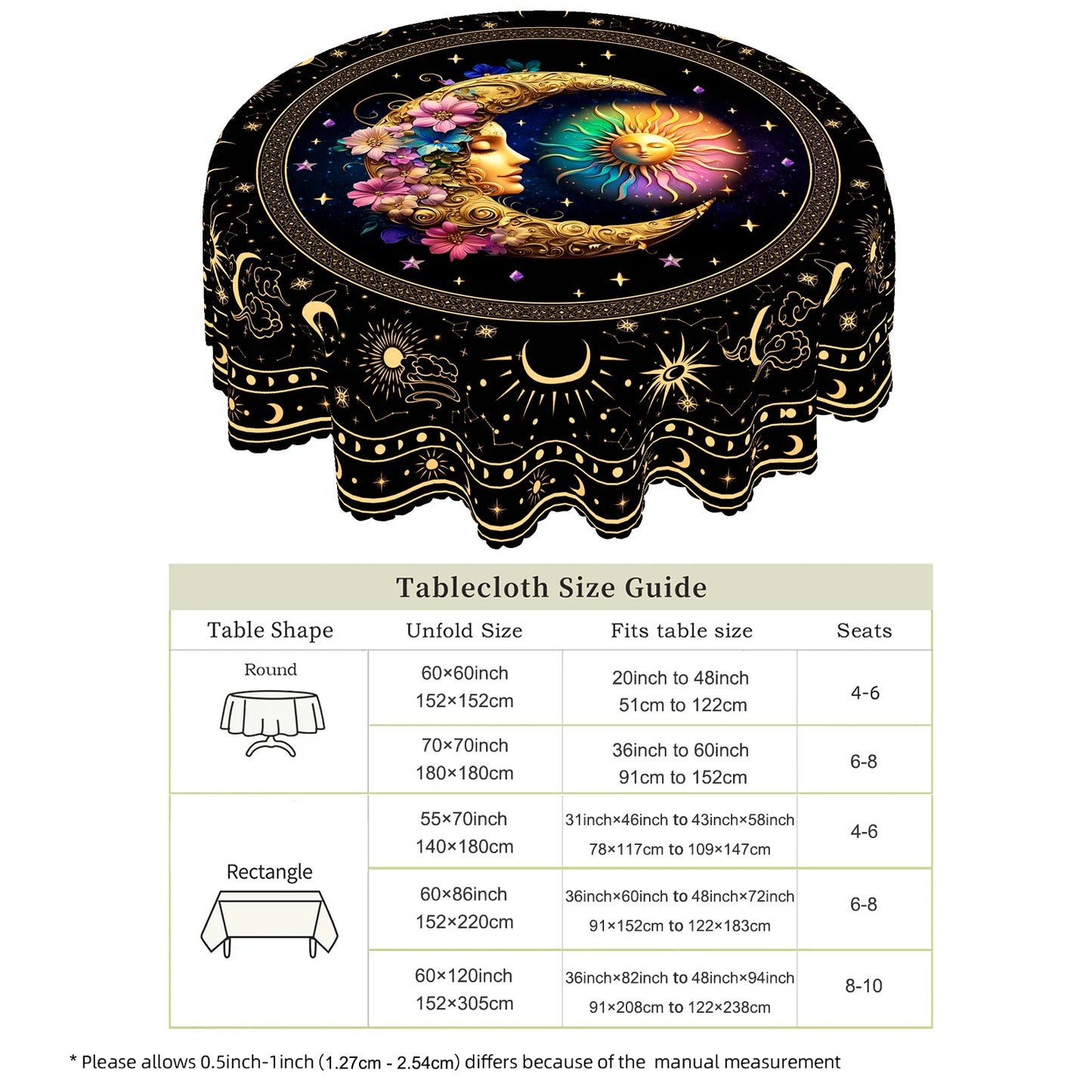 Bohemian Style Polyester Tablecloth + 4 Self-Adhesive Stickers