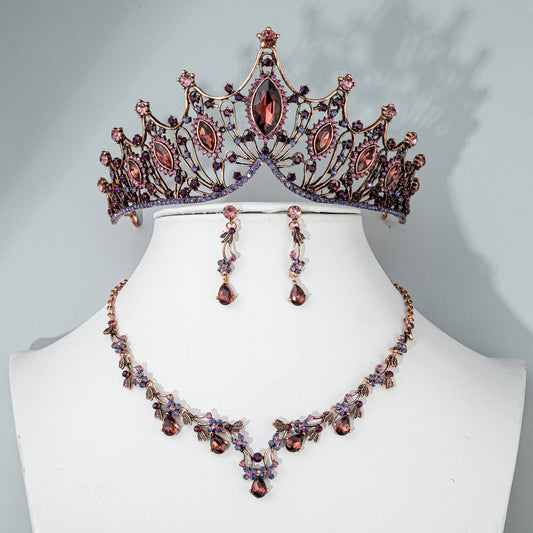 Vintage Crystal Geometric Necklace And Earrings Set