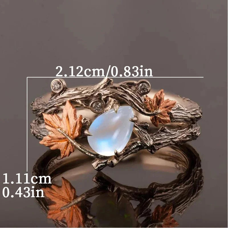 Vintage Maple Leaf Moonstone Ring