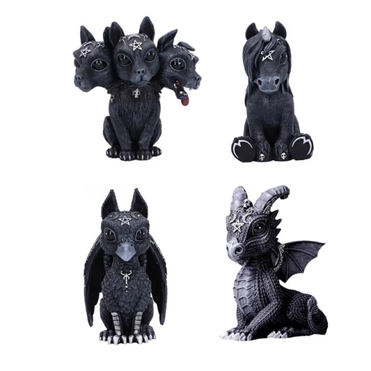 Halloween Magic Black Dragon Griffin Unicorn Mysterious Witches Statue Home Decor Figurine Christmas Desk Ornaments