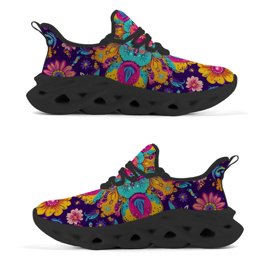 Bohemian Purple Gold Flower Men's and Women's Sneaker's