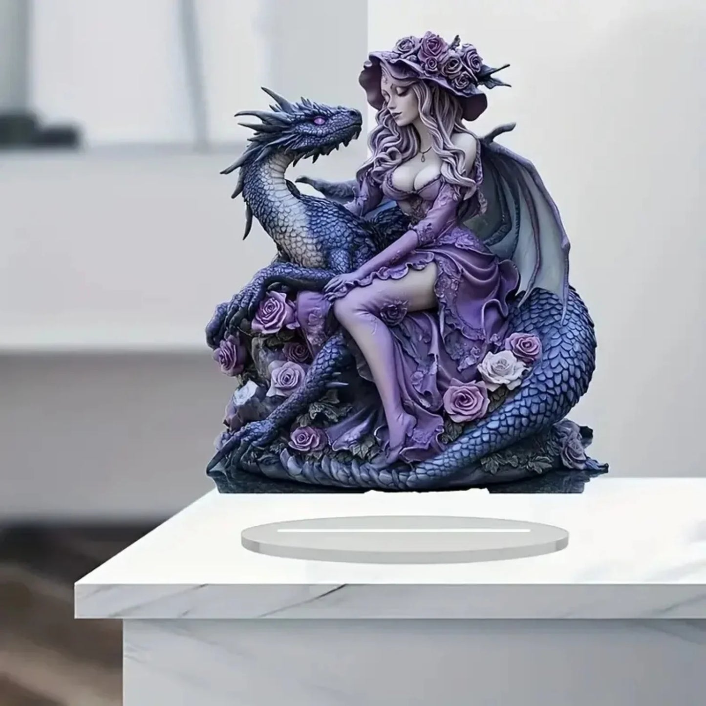 Acrylic Flower Elf &Dragon Table Decoration