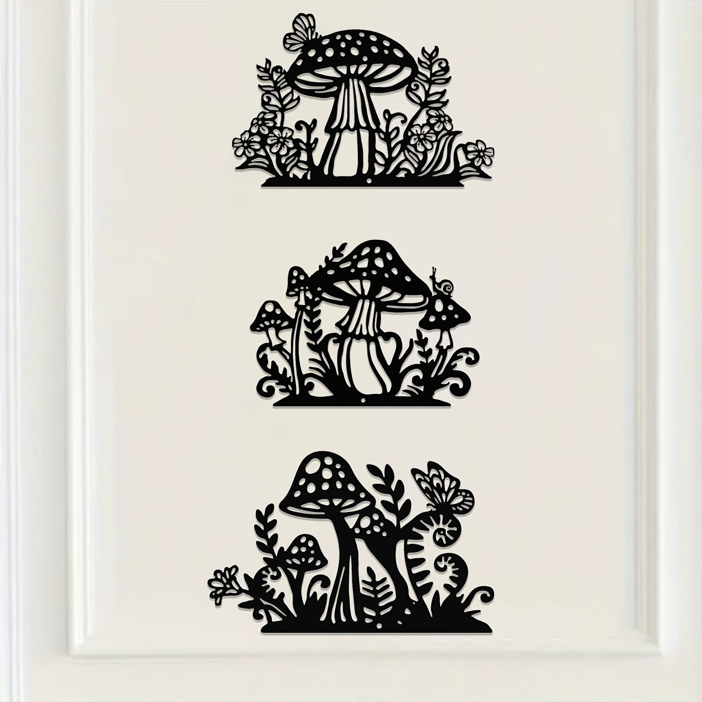 3pc Iron Mushroom Wall Art