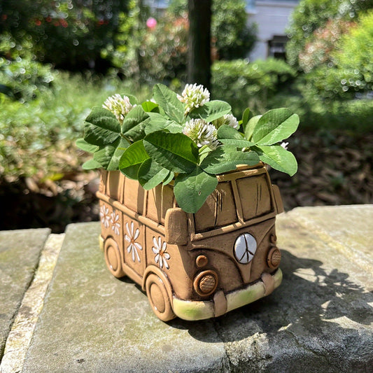 Vintage Hippie Van Resin Planter