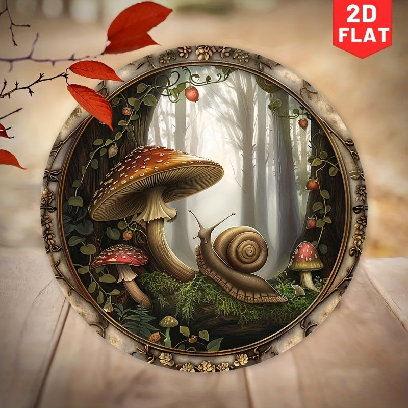 Round Aluminum Mushroom Retro Sign 2D Flat 8x8 inch