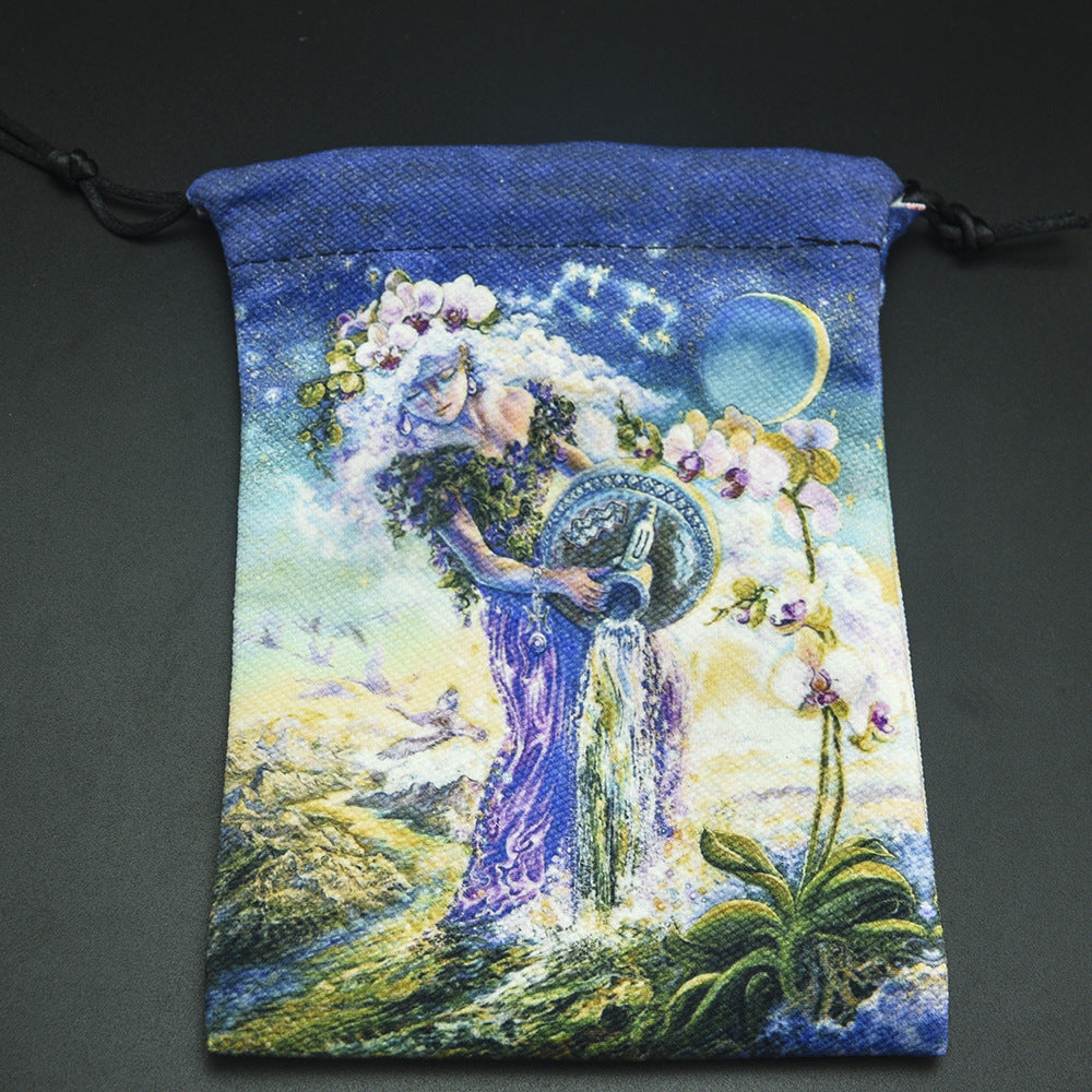 Double-sided Printing Composite Velvet Tarot Storage Bag