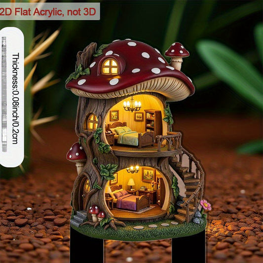 A two story mushroom house for Flower Pots and Lawns