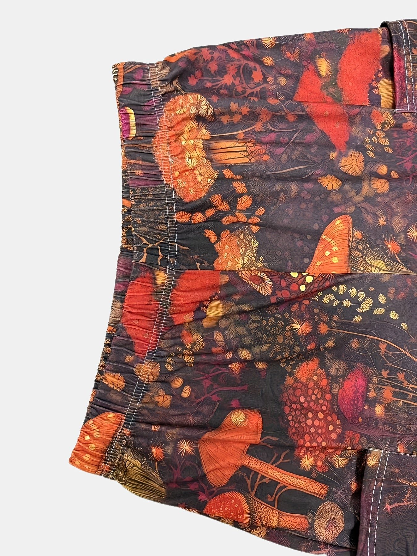 Vibrant Forest Print Wide Leg Pants with Pockets