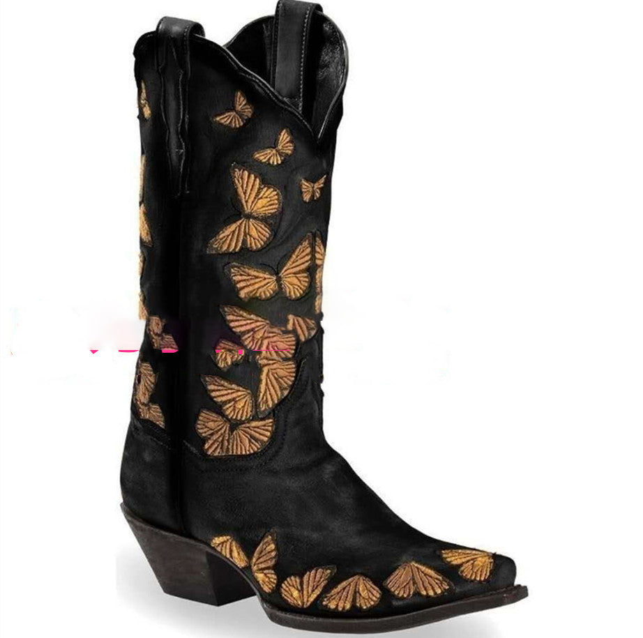 Butterfly Embroidered Women's Boots
