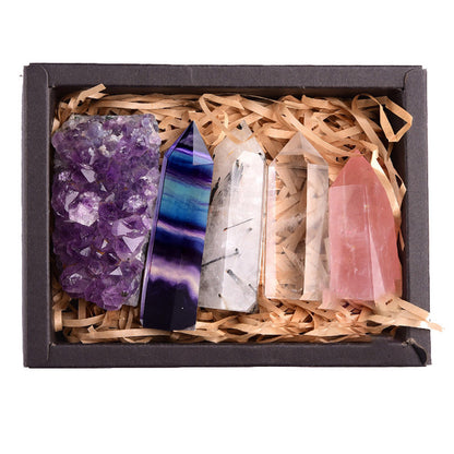 Amethyst Block Natural Crystal Hexagonal Prism Power Stone Exquisite Gift Box Packaging