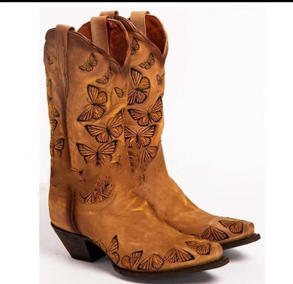 Butterfly Embroidered Women's Boots