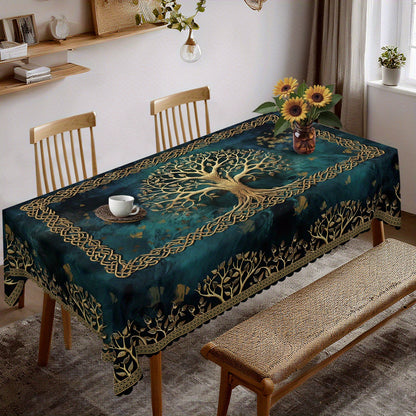 Deep Teal Tree of Life Tablecloth