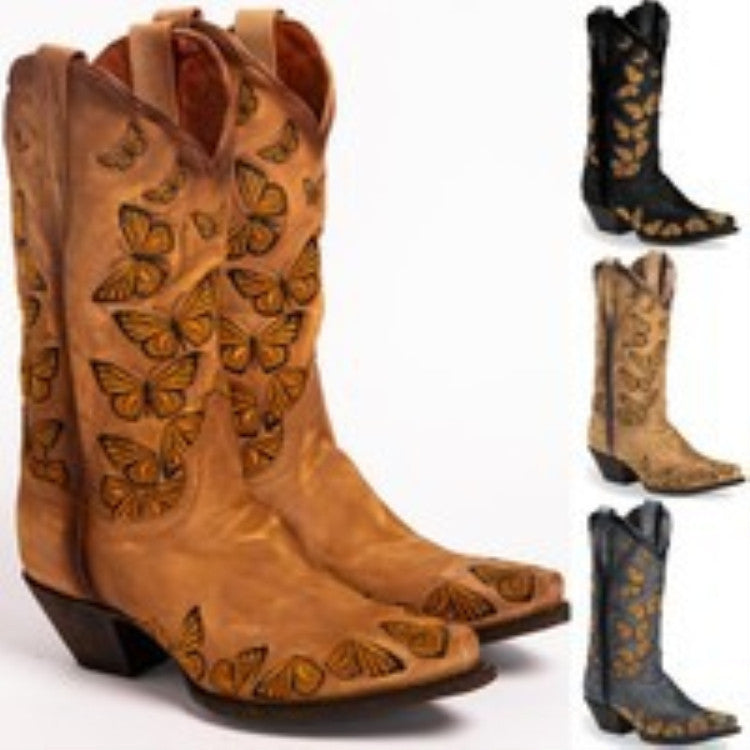 Butterfly Embroidered Women's Boots