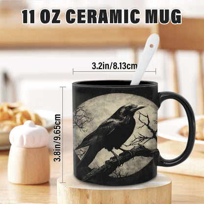 Gothic Raven Moonlit Tree Ceramic Mug Durable 11oz Cup