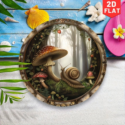 Round Aluminum Mushroom Retro Sign 2D Flat 8x8 inch