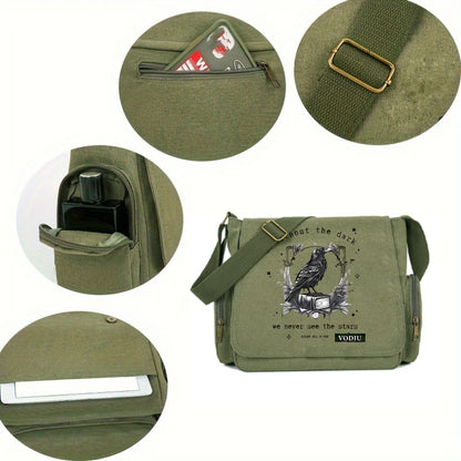 Large Capacity Shoulder Bag Crow Print.