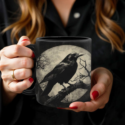 Gothic Raven Moonlit Tree Ceramic Mug Durable 11oz Cup