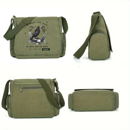 Large Capacity Shoulder Bag Crow Print.