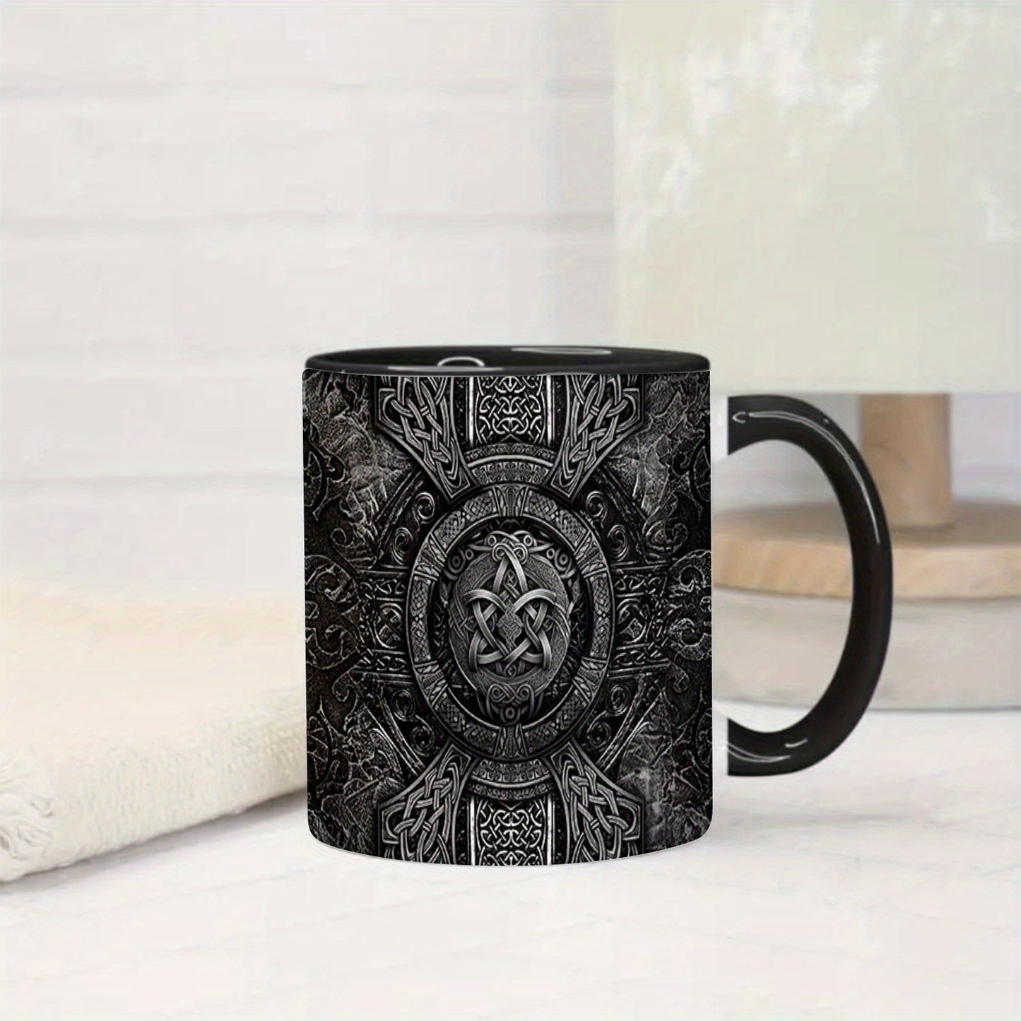 Wolf & Raven Celtic Knot Ceramic mug Hand Wash Only, 11oz Capacity