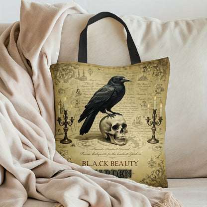 Gothic Raven Skull Tote Bag Large Capacity