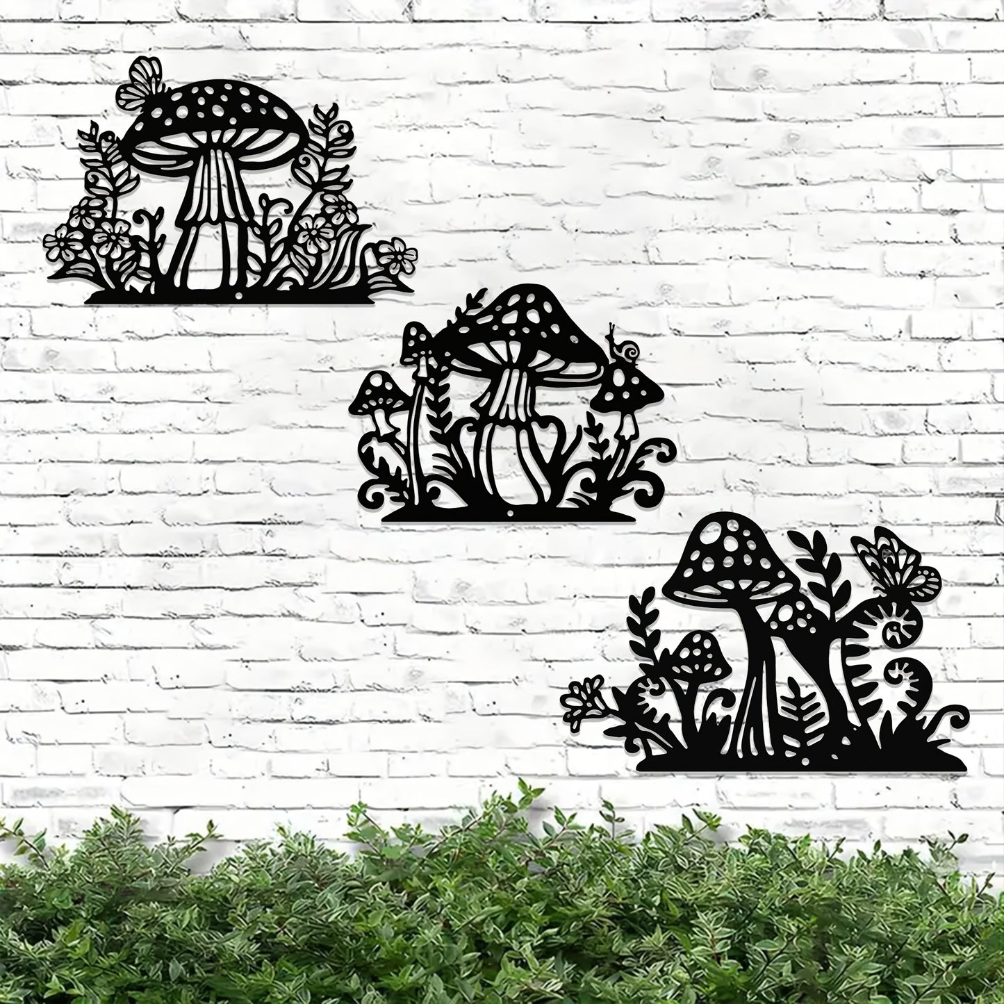 3pc Iron Mushroom Wall Art