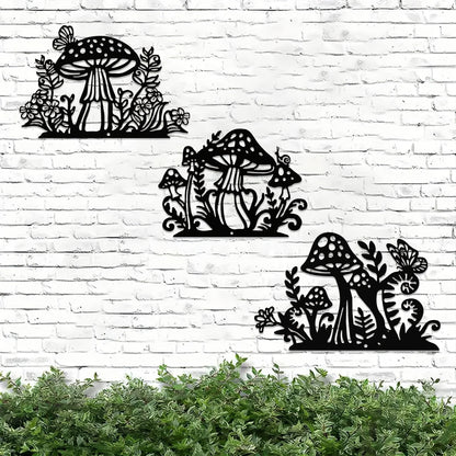 3pc Iron Mushroom Wall Art
