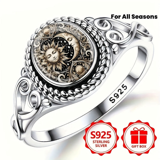 sun, moon, and stars, classic Bohemian ring