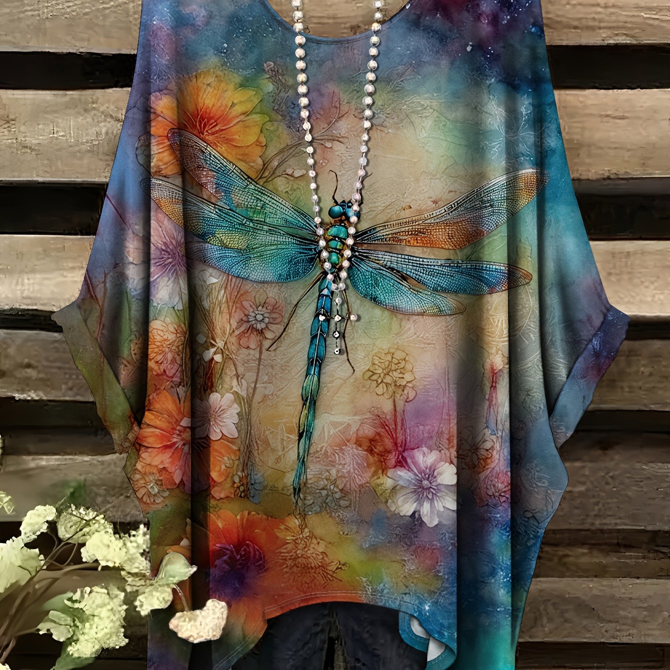 Plus Size Women'S Dragonfly Print T-Shirt