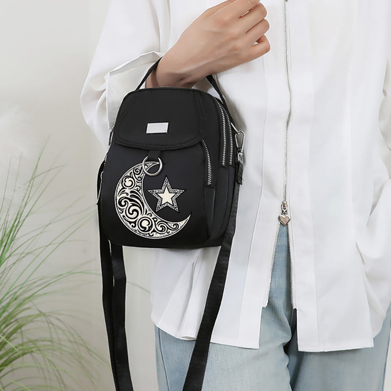 Modern Star and Moon Crossbody Bag Versatile Unisex