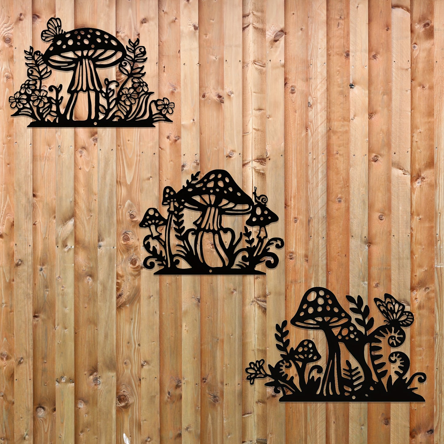 3pc Iron Mushroom Wall Art