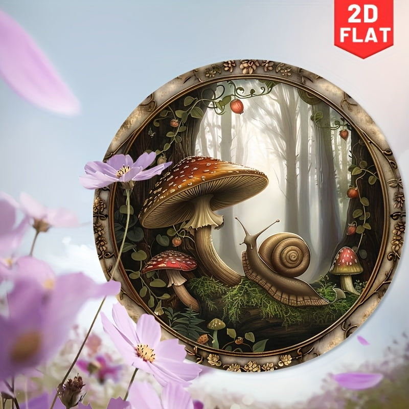 Round Aluminum Mushroom Retro Sign 2D Flat 8x8 inch