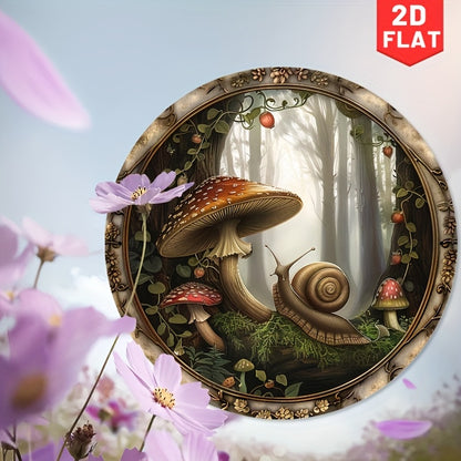 Round Aluminum Mushroom Retro Sign 2D Flat 8x8 inch