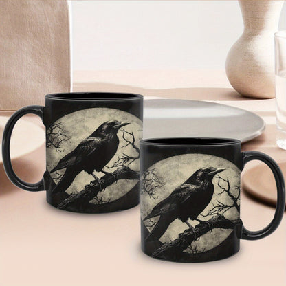 Gothic Raven Moonlit Tree Ceramic Mug Durable 11oz Cup