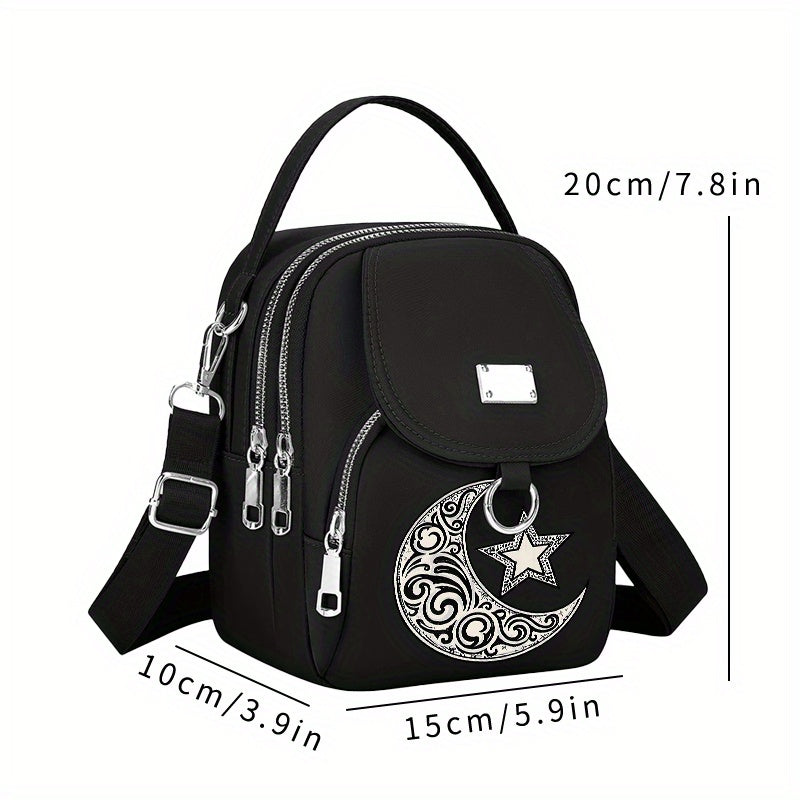 Modern Star and Moon Crossbody Bag Versatile Unisex