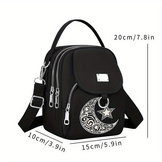 Modern Star and Moon Crossbody Bag Versatile Unisex