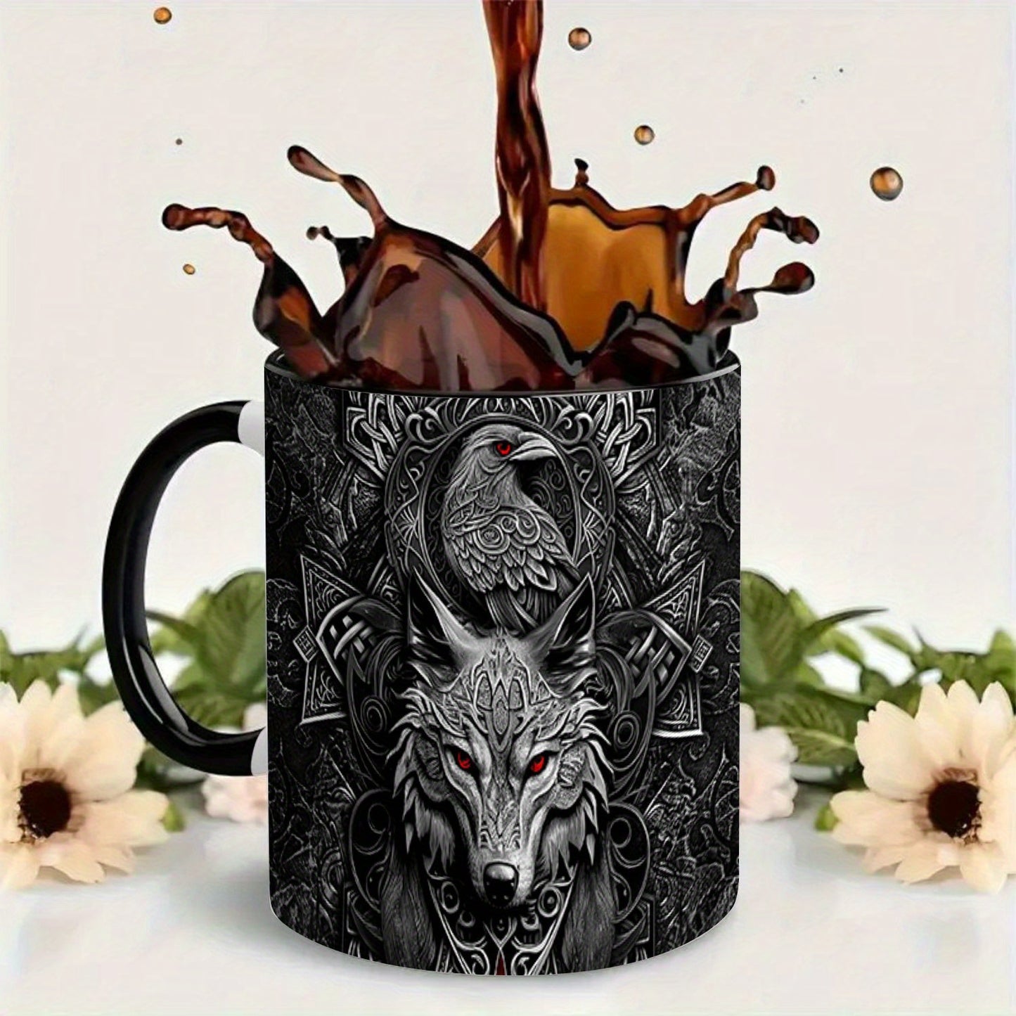 Wolf & Raven Celtic Knot Ceramic mug Hand Wash Only, 11oz Capacity