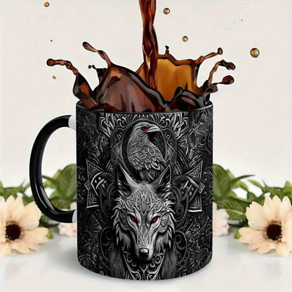 Wolf & Raven Celtic Knot Ceramic mug Hand Wash Only, 11oz Capacity