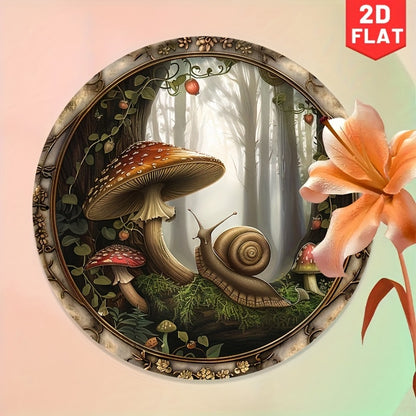 Round Aluminum Mushroom Retro Sign 2D Flat 8x8 inch